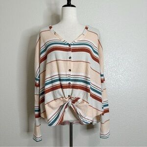 Urban Oufitters Out From Under Jojo Striped Waffle Knit Top, Sz Medium
